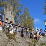Oravaisten taistelu. Ruotsin armeijan sotilaat kalliolla.